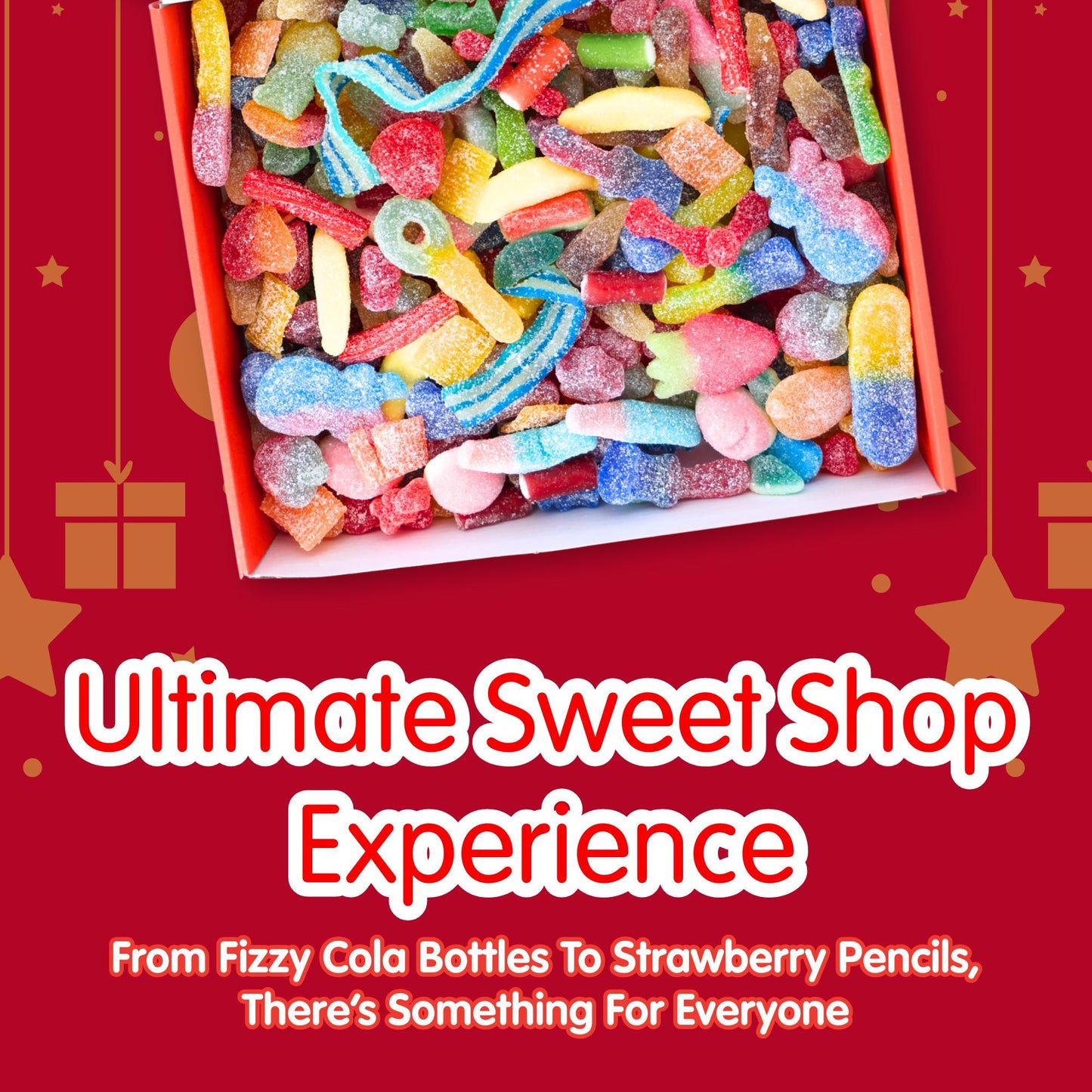 Christmas Sweets Box, 1kg Fizzy Mix Gift Hamper, Christmas Gifts, Secret Santa Gift, Gifts for Women, Xmas Candy Selection for Kids & Adults, Stocking Stuffer, Christmas Eve Box, Fizzy Jelly Gift – Sweet Treat for Boys, Gir