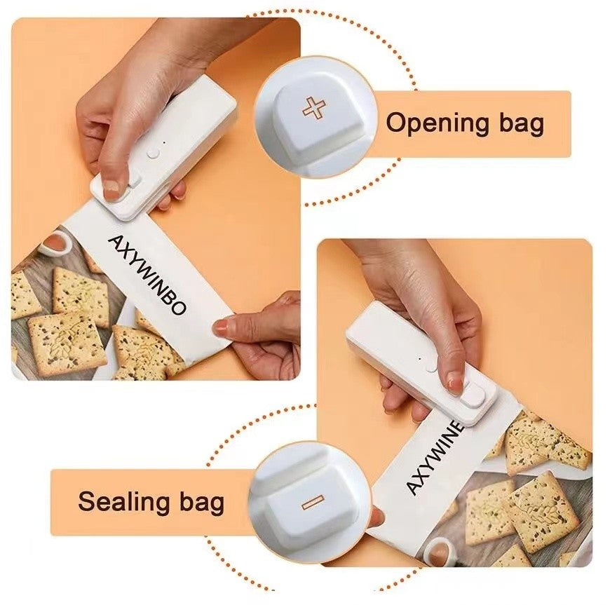 Food Bag Sealer, 2 IN 1 Portable Handheld Heat Seal And Cutter, Mini Food Sealers For Storage