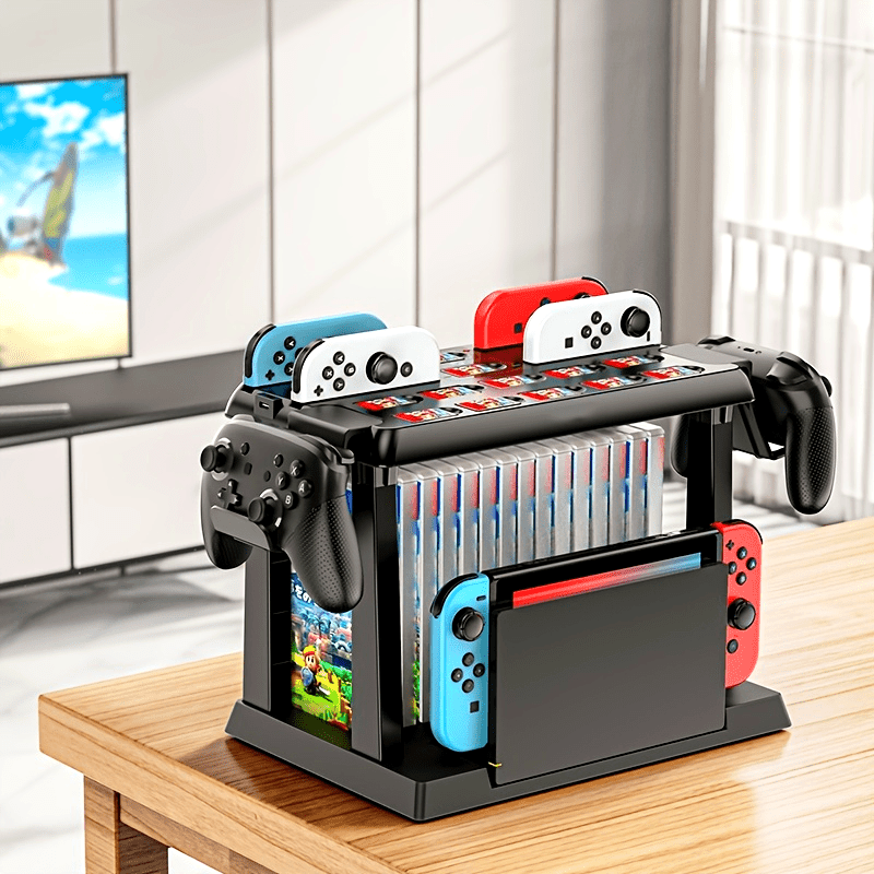 For Switch Handle Multifunctional Accessories Kit Storage with Card Slot and Charging Bracket for Game CD Cassette