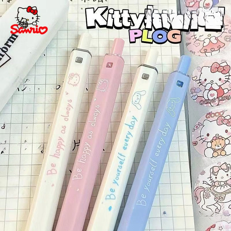 [Hello Kitty Pen] Sanrio Hello Kitty Cartoon Character Square Head Pen | Essential for Students, 0.5Mm Black Gel Pen, Smooth Writing, Quick-Drying, for Cinnamoroll Pressure-Sensitive Pen Refill