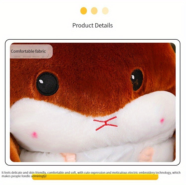 Cute Seat Cushion Hamster Shape Lazy Sofa, Cozy Warm Skin-Friendly Plush Office Chair Pads, Integrated Thickened Reading Pads, 17.7''×15.7'', (Color: Grey/Pink/Dark Brown/Light Brown)