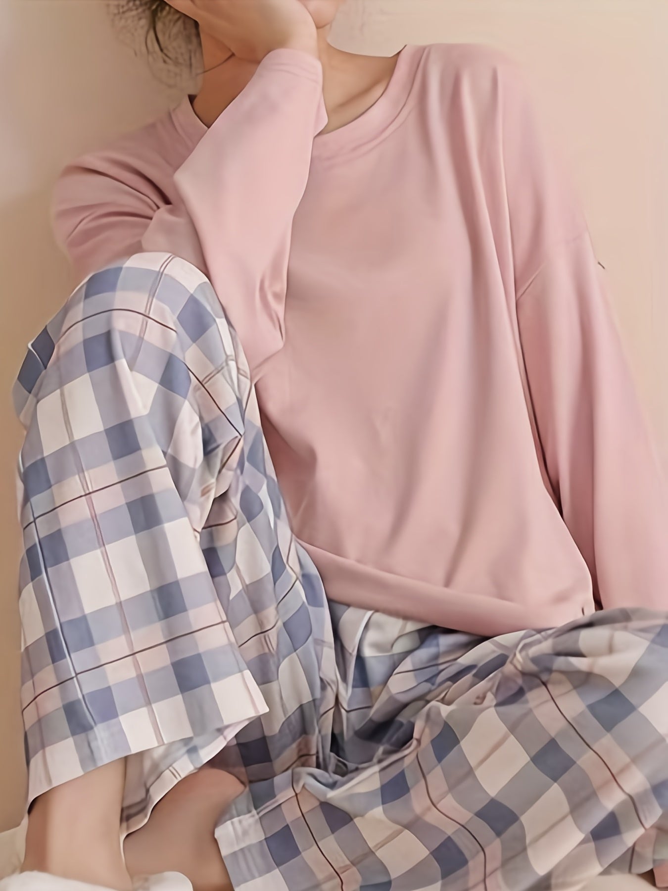 Comfortable Plaid Long Sleeve Pajama Set, Spring and Autumn Casual Home Wear Set, Casual Long Sleeve Pajama Set