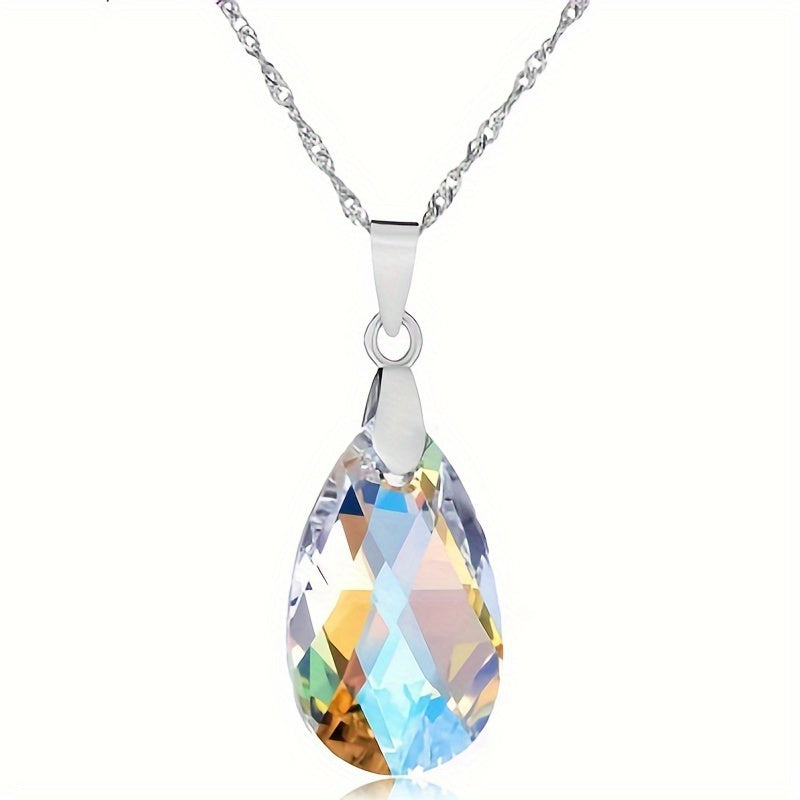 [Fashionable Jewelry] Fashionable Jewelry Set | Colorful Crystal Drop Earrings And a Pendant Necklace