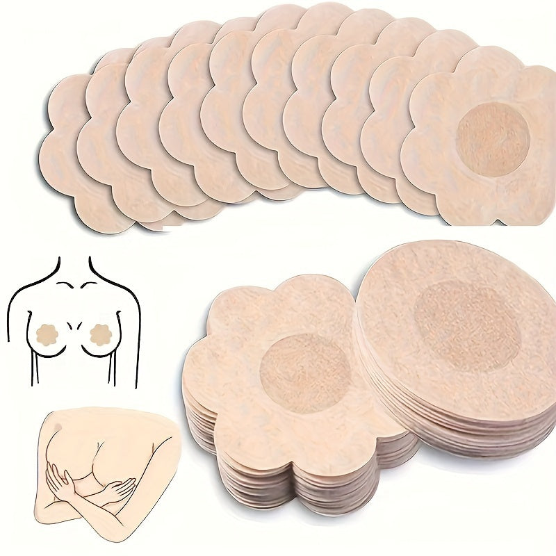 10/20/50/100pcs Disposable Invisible Nipple Covers - Ultra-Thin Breathable Non- Fabric, Anti-Convex Point Design, Round & Flower Shapes for Seamless Under Clothing, Women's Fashion & Lingerie Accessories, Discreet Underwear,