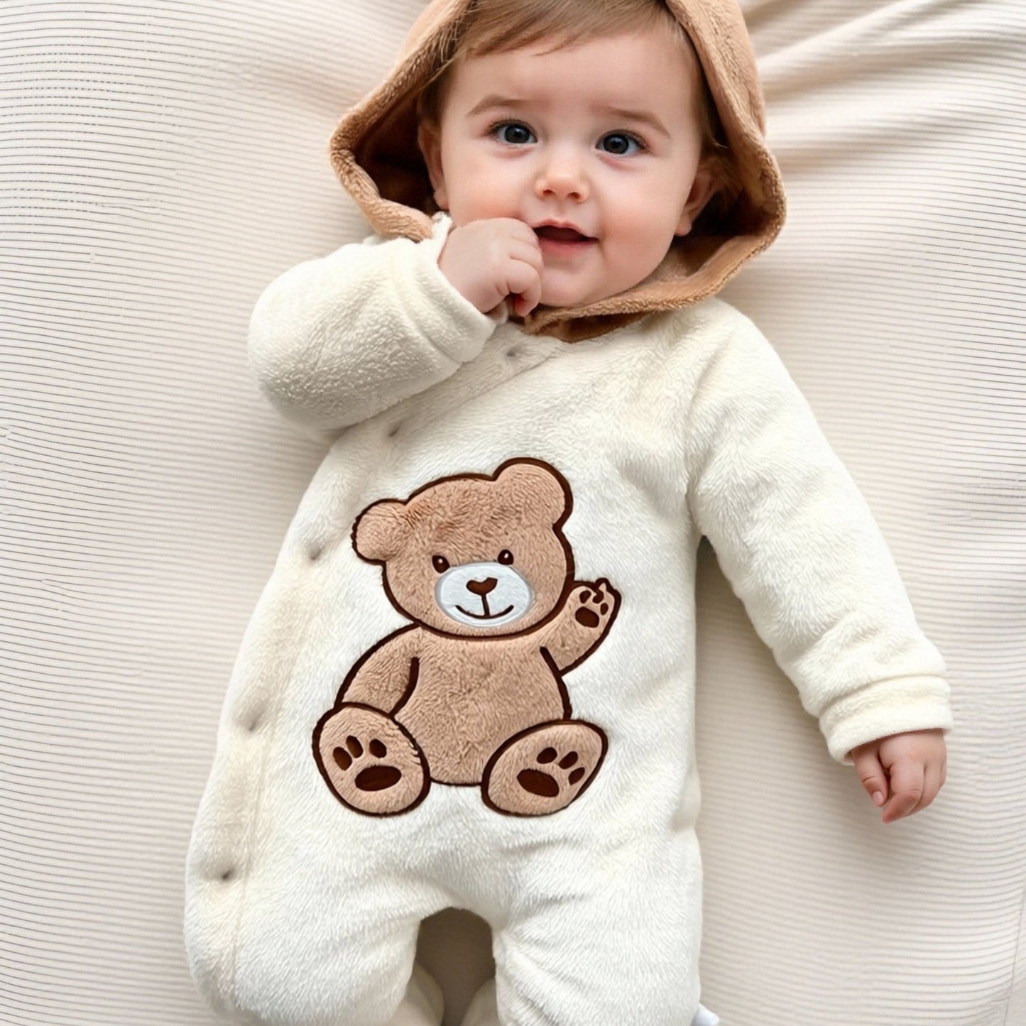 Baby Footed Onesie, Newborn Infant Footed Romper, Winter Thickened Plush Warm Base Layer, Perfect for Outdoor