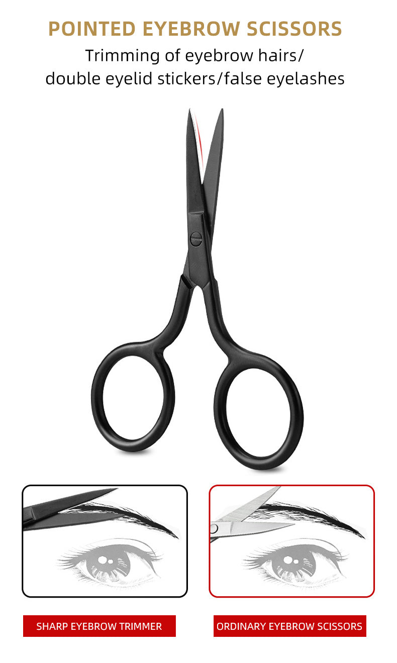 Stainless Steel Pointed Tip Scissors - A Pair Of Black Fish Line With Rose Golden Handles - Ideal For Trimming Eyebrows, Eyelashes, Embroidery, And Various Beauty Tasks