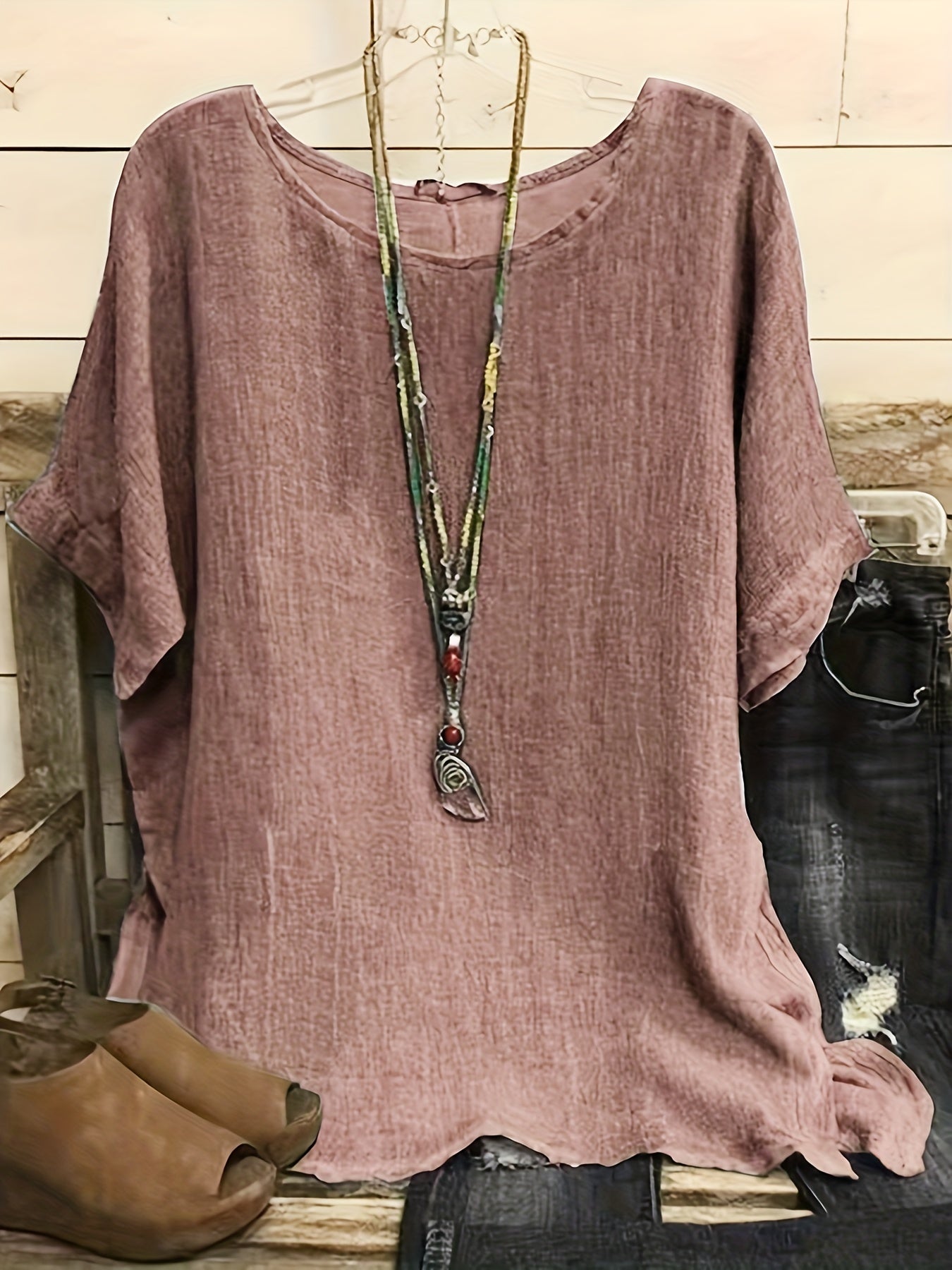 Plus Size Casual Short Sleeve T-Shirt - Lightweight Semi-Sheer Round Neck Top, Machine Washable Non-Stretch Fabric for Spring Summer Fall, Versatile Layering Essential