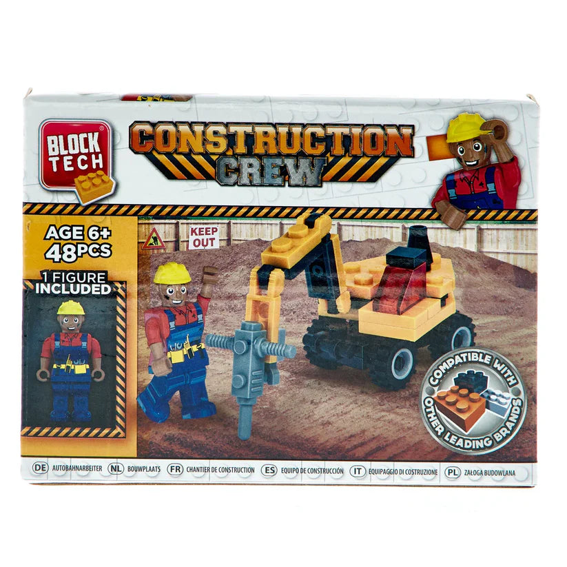 Block Tech 48 Piece Construction Crew Building Block Brick Set