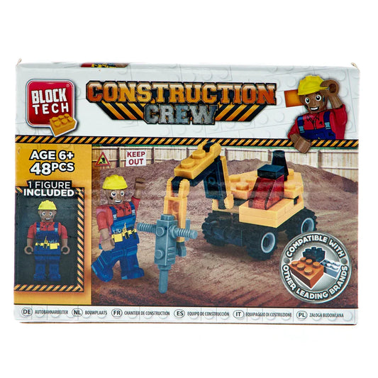 Block Tech 48 Piece Construction Crew Building Block Brick Set