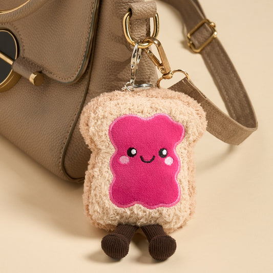 Rosie The Jam Toast Keyring - Hot Pink/Natural 8cm