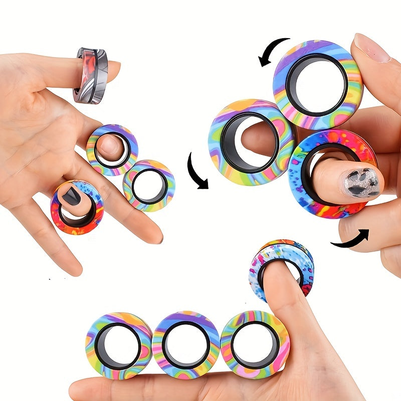 3pcs Magnetic Rings Toy Set, Adult Magnets Spinner Rings, Creative Toy