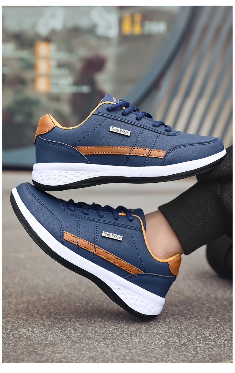 VanWeir Lightweight Men'S Shoes | Navy Blue/White, Lace-up sneakers with MD/TPR Sole, Breathable Fabric Lining for Outdoor, Hiking & Casual Wear