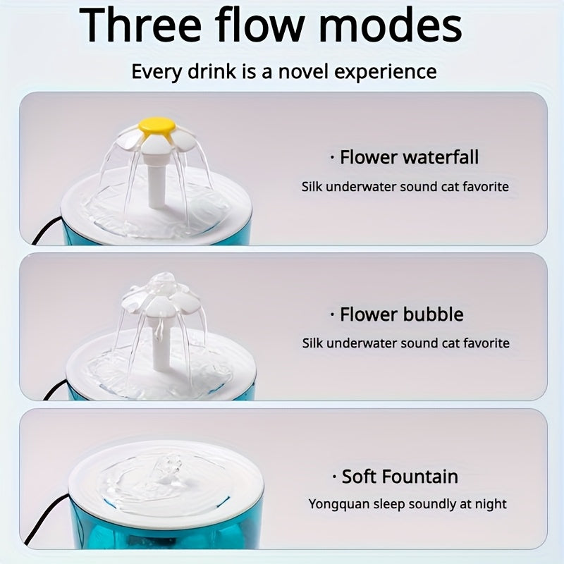 Fountain Flower Cat Drinking Machine Water Dispenser Automatic Recirculation Live Water Flowing Drinking Basin Pet Dog Kitten Water Feeder Large Cap