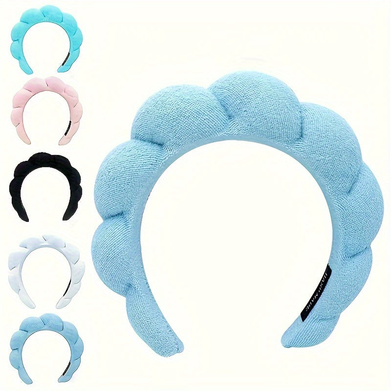 Headband for Women, Sponge Spa Headband for Washing Face, Makeup Headband Skincare Headband Puffy Spa Headband, Terry Towel Cloth Fabric Head Band for Skincare, Makeup Removal
