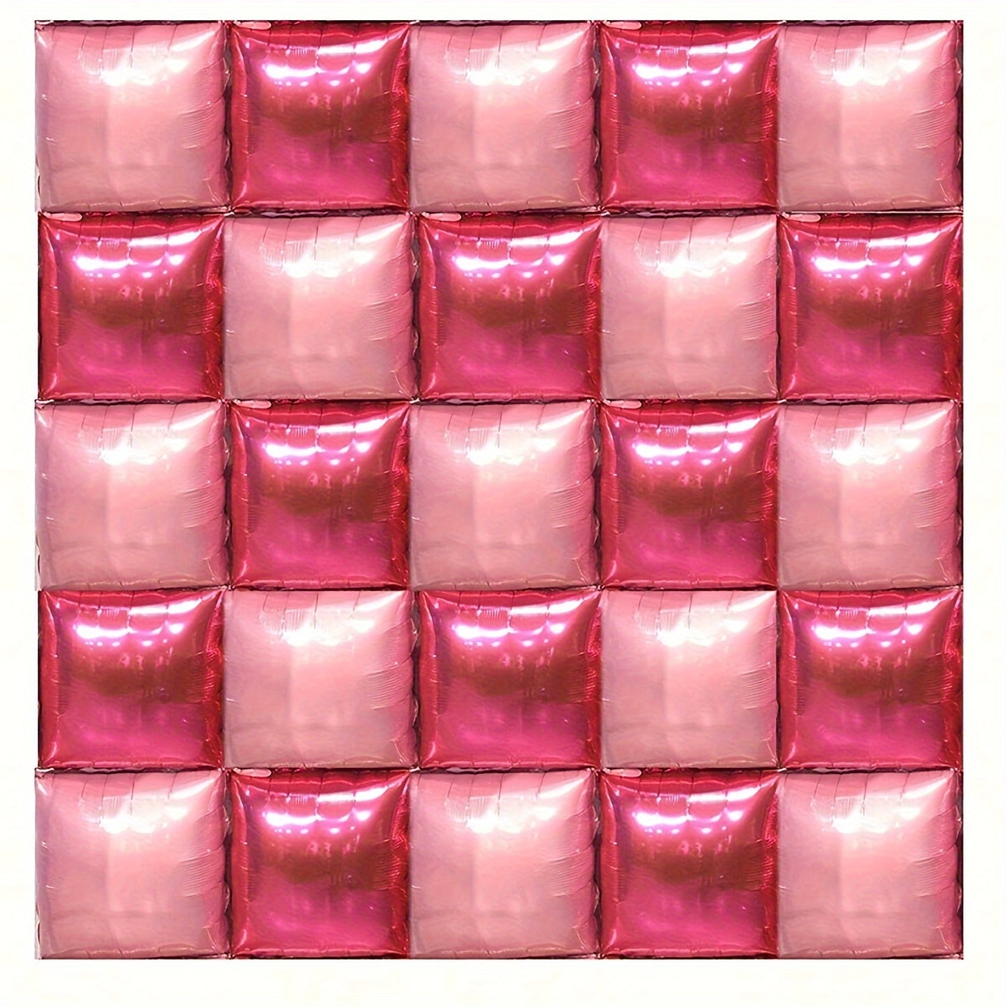 25-Pack Aluminum Film Magenta Pink Square Double-Sided Metal Balloons for Wall Tunnel Archway Flower Wreath, Anniversary Commemorative Set, Birthday Engagement New Year Party Decorations, No Power Required, for Wedding, Mothe