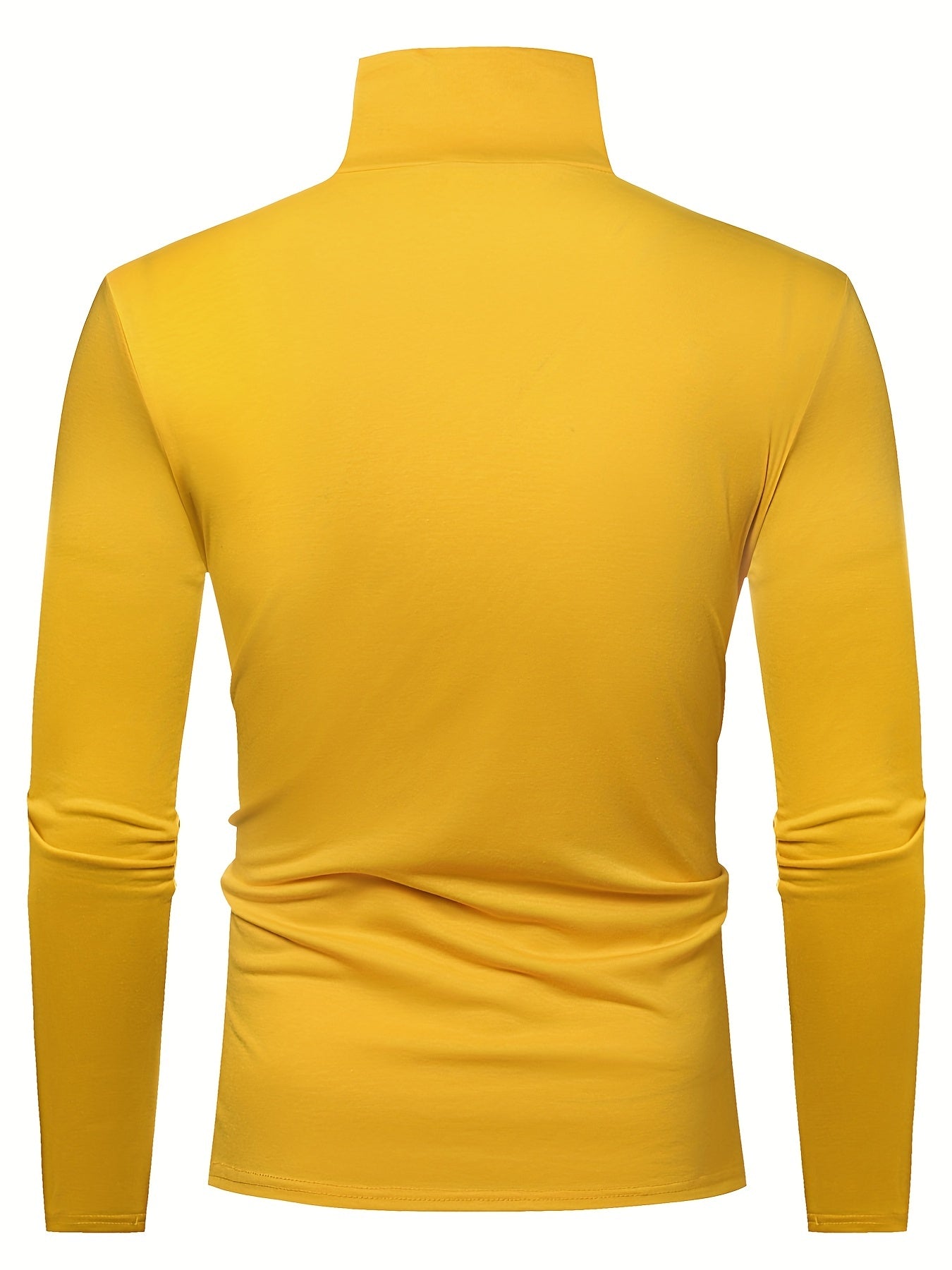 Fashionable White Base Layer Solid Color High Neck Men's Long Sleeve T-Shirt