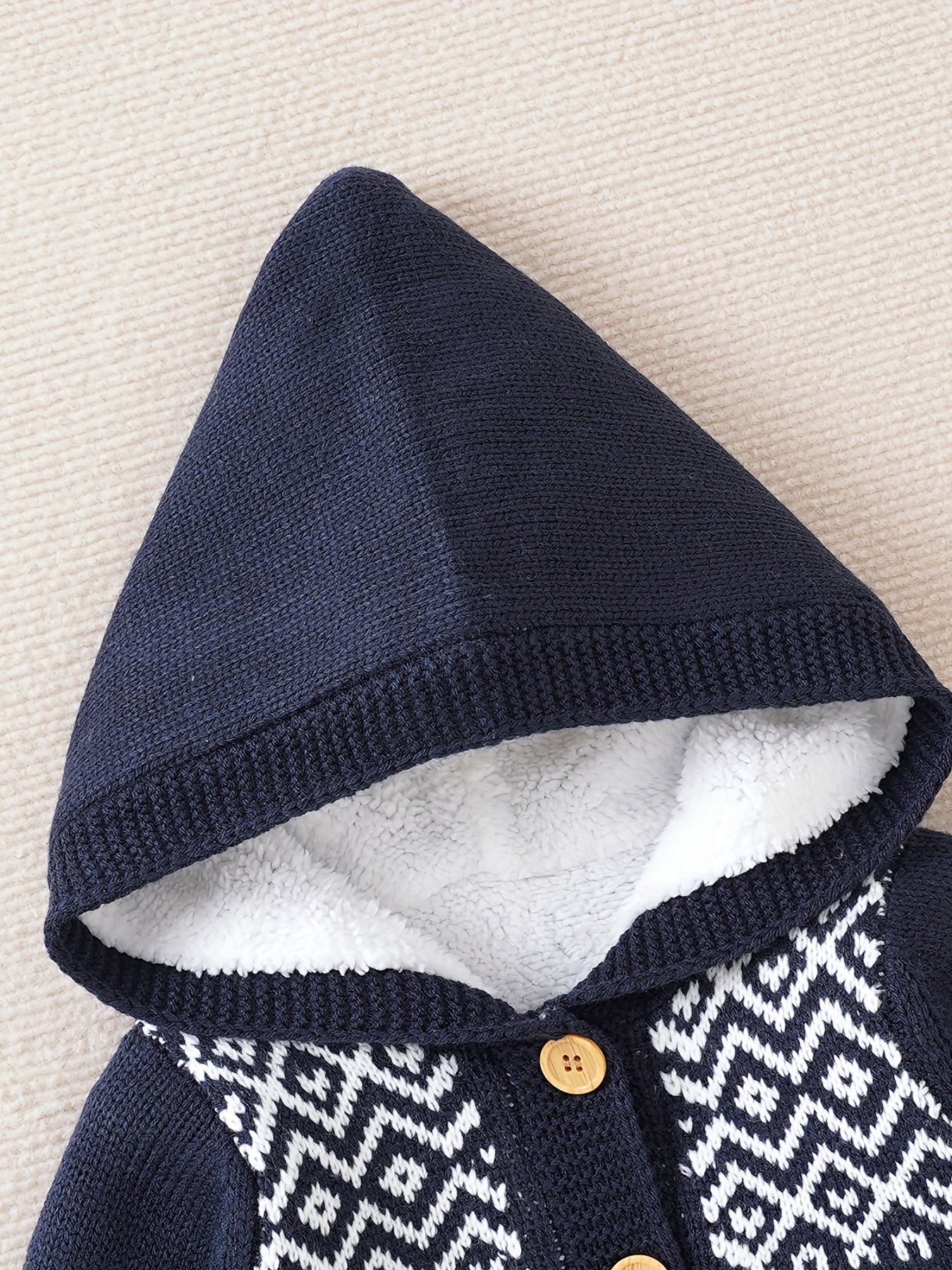 [Knit | Jumpsuit] Long Sleeve Hooded Newborn Boys And Girls Knitted Jumpsuit With Pants