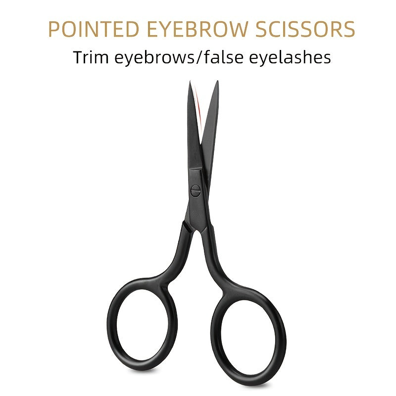 Stainless Steel Pointed Tip Scissors - A Pair Of Black Fish Line With Rose Golden Handles - Ideal For Trimming Eyebrows, Eyelashes, Embroidery, And Various Beauty Tasks
