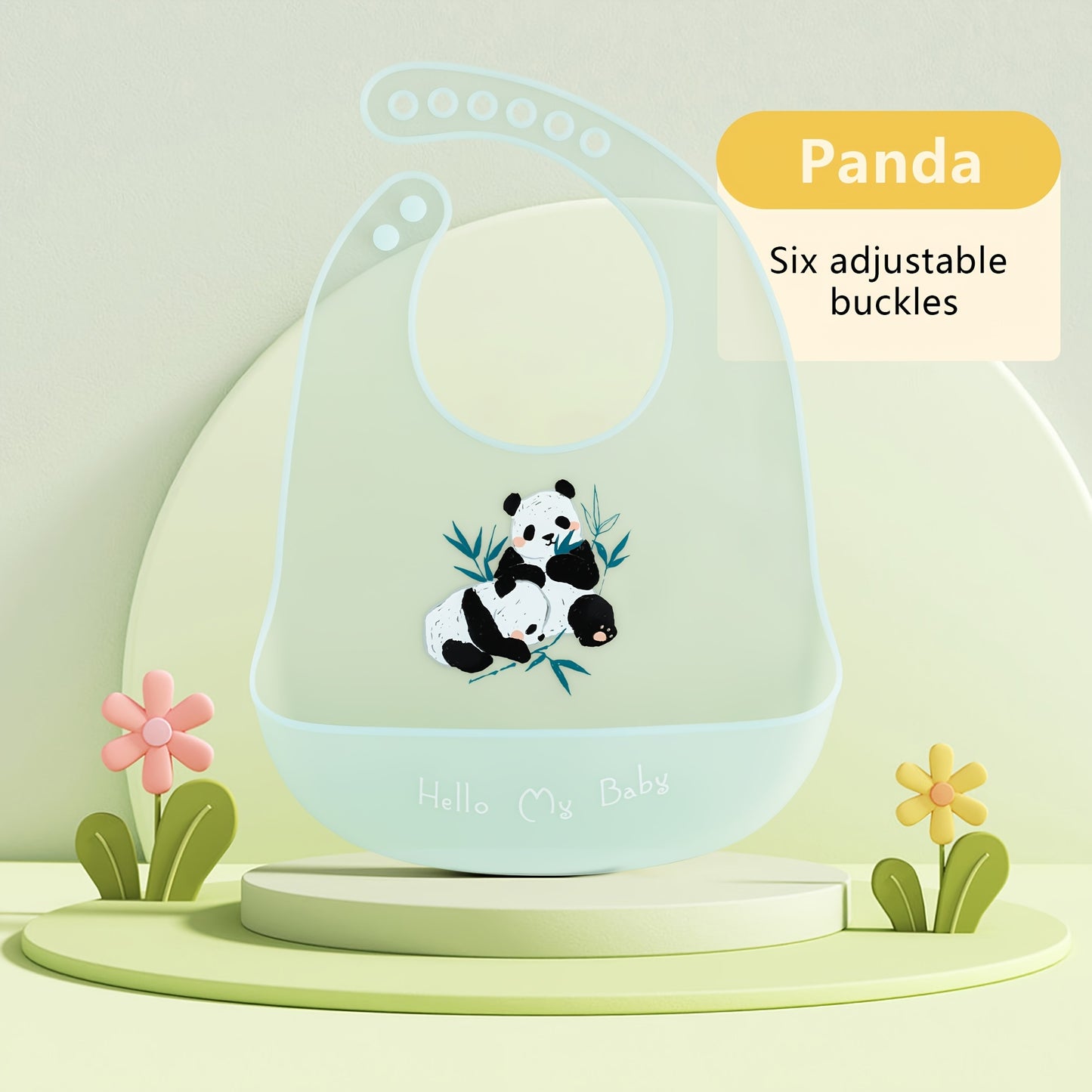 1pc Silicone Baby Bib - Lightweight, Snap Closure, Cute Designs for Boys & Girls, Perfect for Feeding Time, Durable & Easy to Clean, Feeding Accessorie