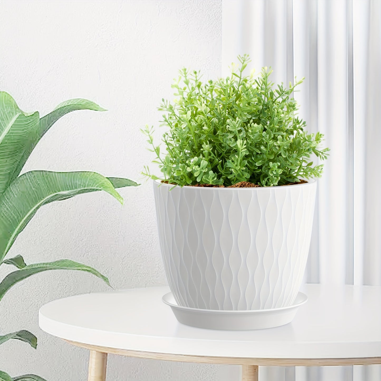 1 Set, Large, Medium And Small Water Ripple Flower Pot Set with Drainage Holes, Plastic Flower Pots, Indoor And Outdoor Plant Nursery Planting Pots, Succulents, Snake Plants, African Violets, Flowers