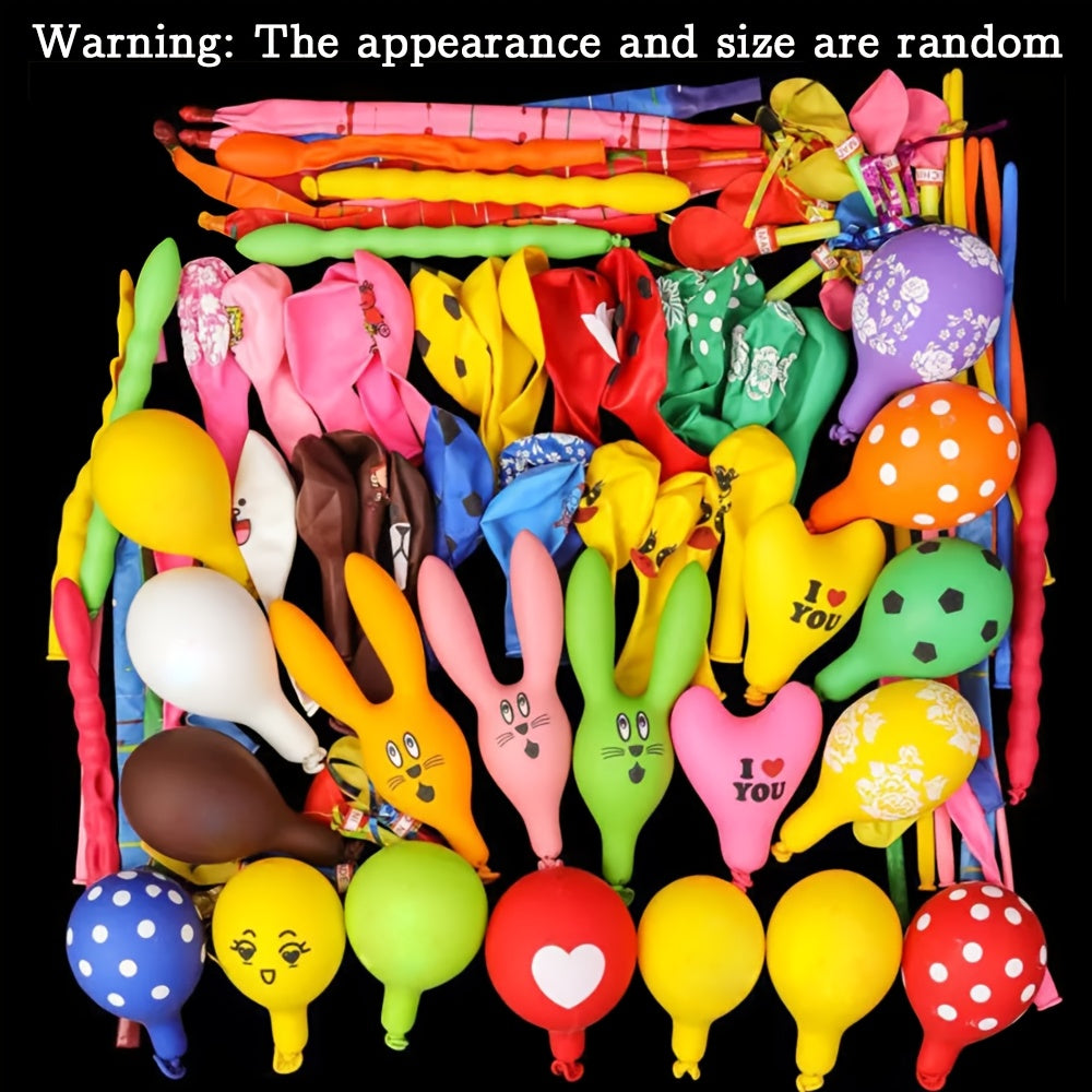 49pcs Mixed Color Balloon Set, Cartoon Animal Balloons Set, Premium Long Balloons, I LOVE YOU Heart Shaped Balloon, Flower Pattern Colorful Balloons, for Birthday, Party, Christmas, Halloween, Easter