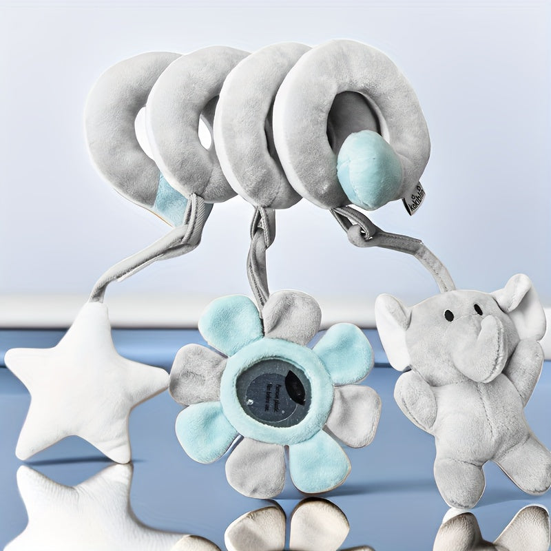 [Plush Toy for Boys and Girls] Infant Activity Hanging Plush Toy | with Music, Spiral Stroller and Crib Toy with Squeaker and Rattles, Educational Play for Newborns, 0-3 Years Old