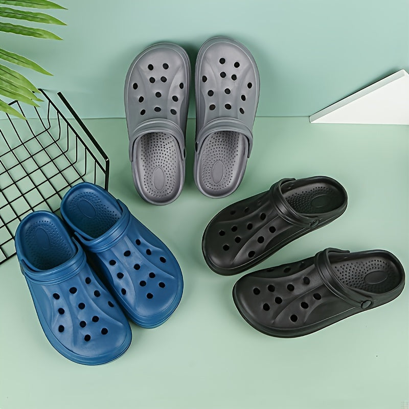 [Comfortable EVA Clogs] Comfortable EVA Clogs - Non-Slip, Breathable Slide Sandals | Gray, Blue, and Black for Indoor/Outdoor Use, Spring/Summer/Fall, Strappy Sandals