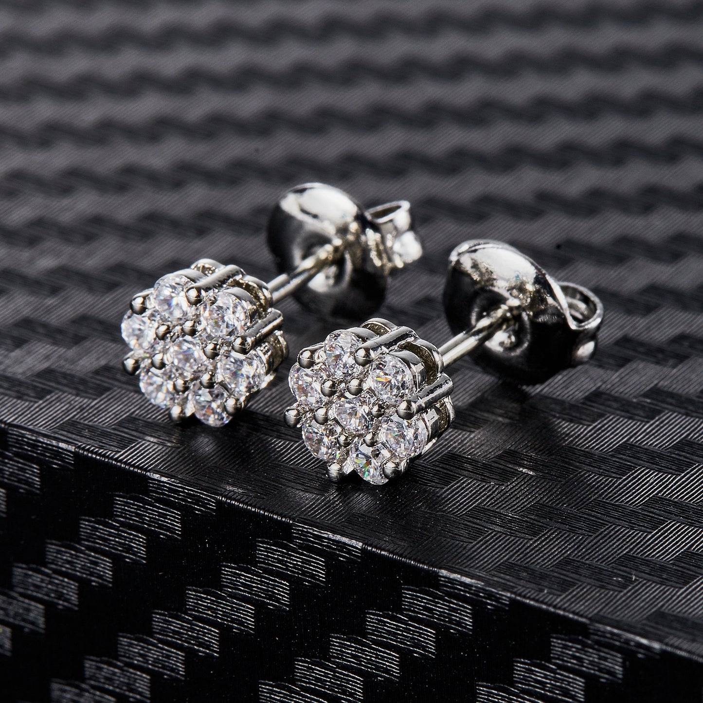 Elegant 1076 Flower Stud Earrings, 18K Golden Plated, Synthetic Cubic Zirconia, Copper, Perfect for Daily Wear and Gift Giving, Suitable for Mother's Day, All Seasons