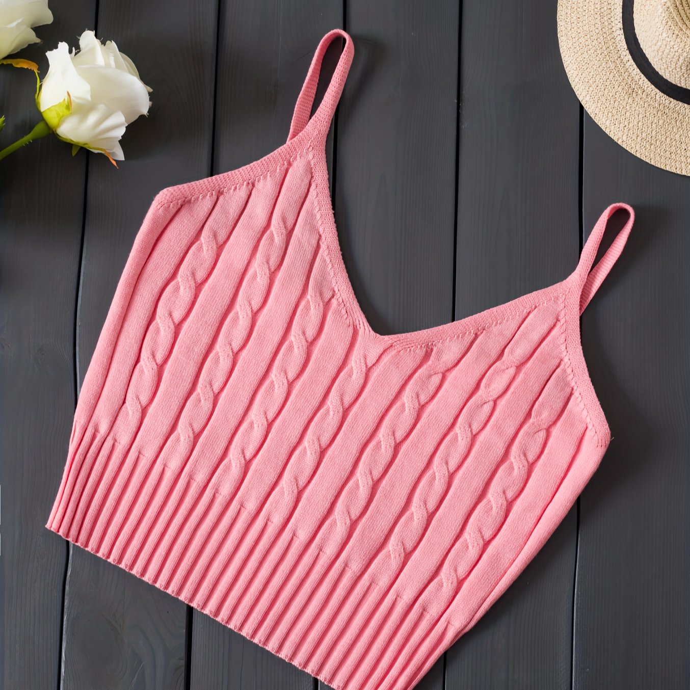 Women'S Stretchy Tank Top - V-Neck Sleeveless Casual Vest with Ribbed Texture, Beige, Versatile for Layering or Standalone Outfits, Allseason Apparel | Vneck Design | Construction, Ladies Tank Tops
