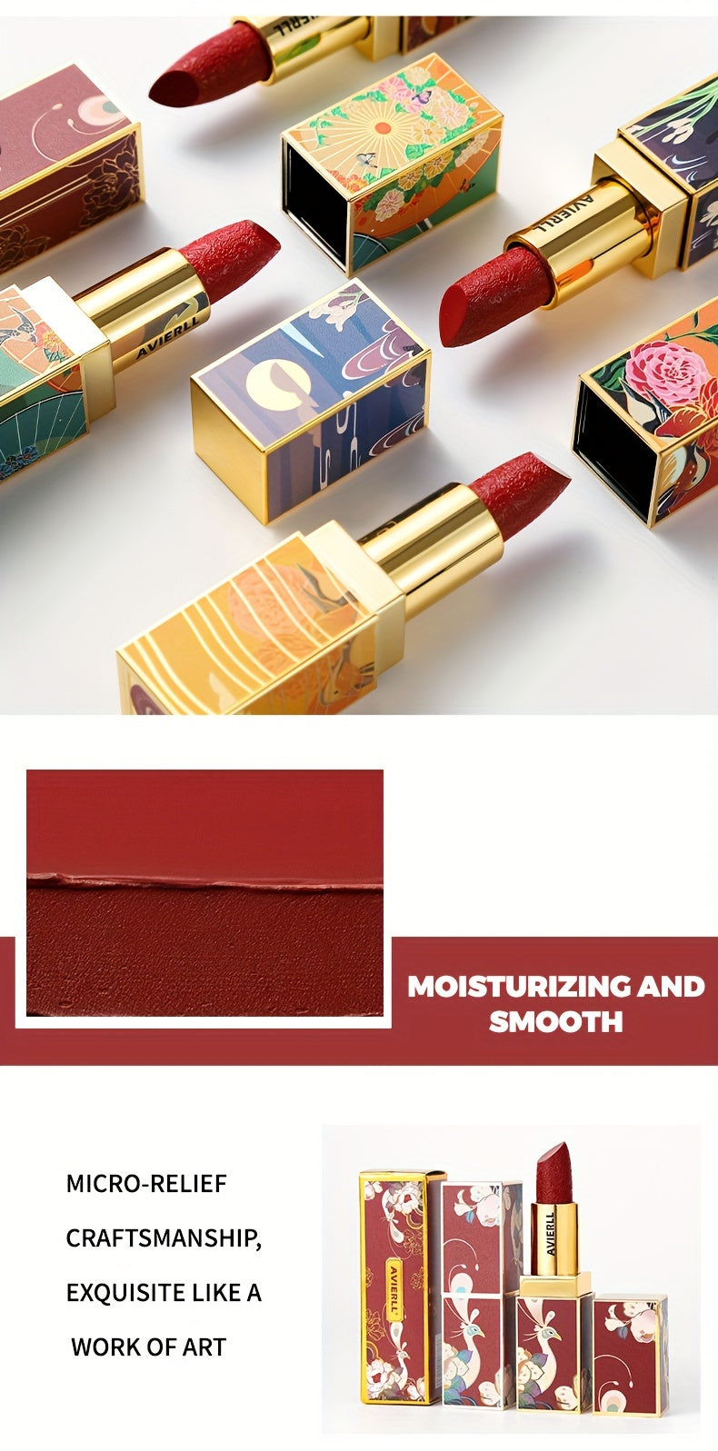Exquisite Matte Velvet Lipstick Set - Moisturizing, Non-Sticky, Smudge-Proof, Waterproof, Lipstick - Perfect Festival Gift For Women - Chinese Traditional Printed Valentine's Day Gifts, Lunar New Year Gifts