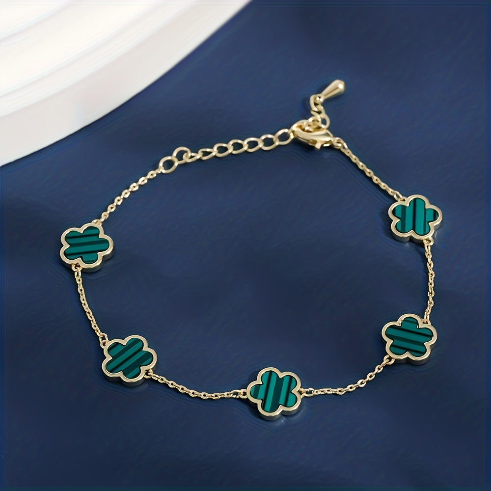 1pc Mini Flower Thin Chain Bracelet Elegant Hand Chain Jewelry For Women