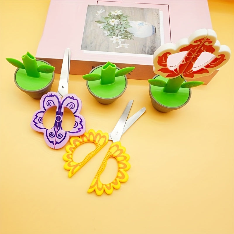 Cute Flower-Shaped ABS Resin Safety Scissors - Right-Handed, Perfect for Office & School Supplies, DIY Crafts, and Desk Decor by YOJII