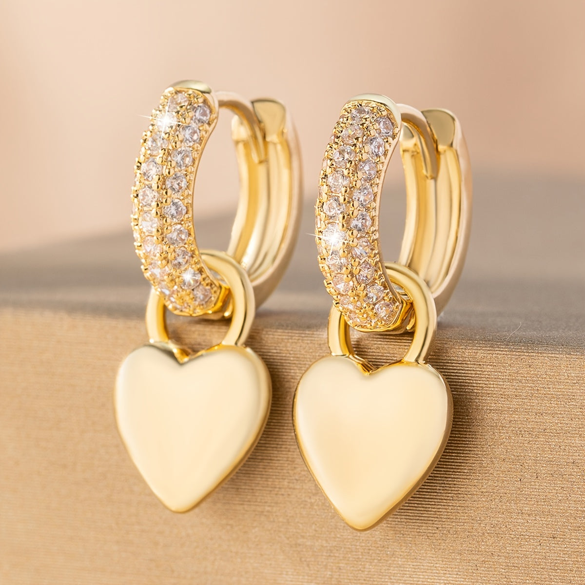 Luxury Love Heart Zirconia Pendant Earrings For Women   1Pair
