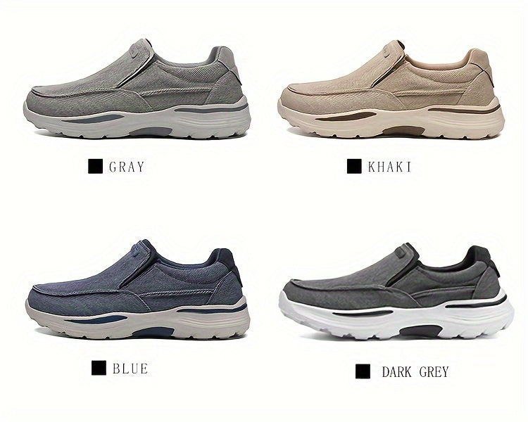 Men's Canvas Breathable Slip On Loafer Shoes Comfortable Walking Sneakers
