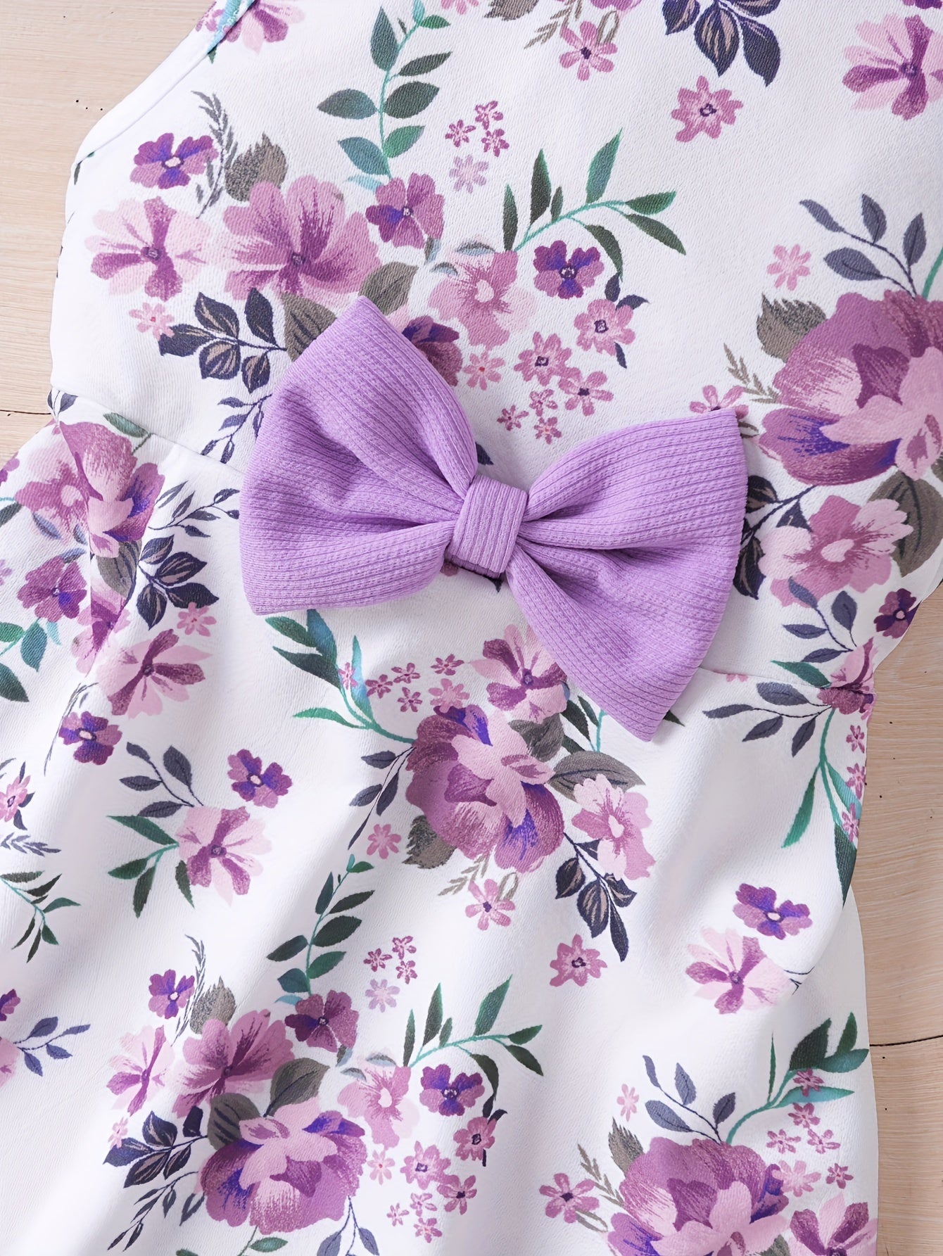 Sweet Girls 2pcs Solid Frill Trim Long Sleeve Outerwear + Flower Graphic Sleeveless Dress Set For Summer Party Gift