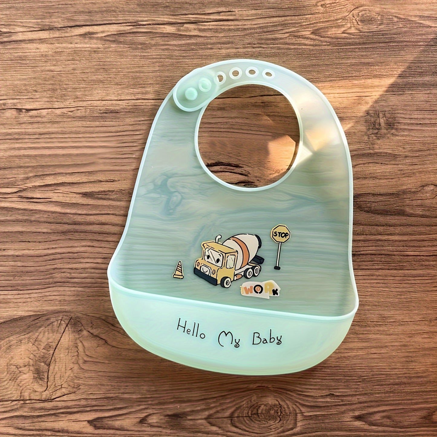 1pc Silicone Baby Bib - Lightweight, Snap Closure, Cute Designs for Boys & Girls, Perfect for Feeding Time, Durable & Easy to Clean, Feeding Accessorie