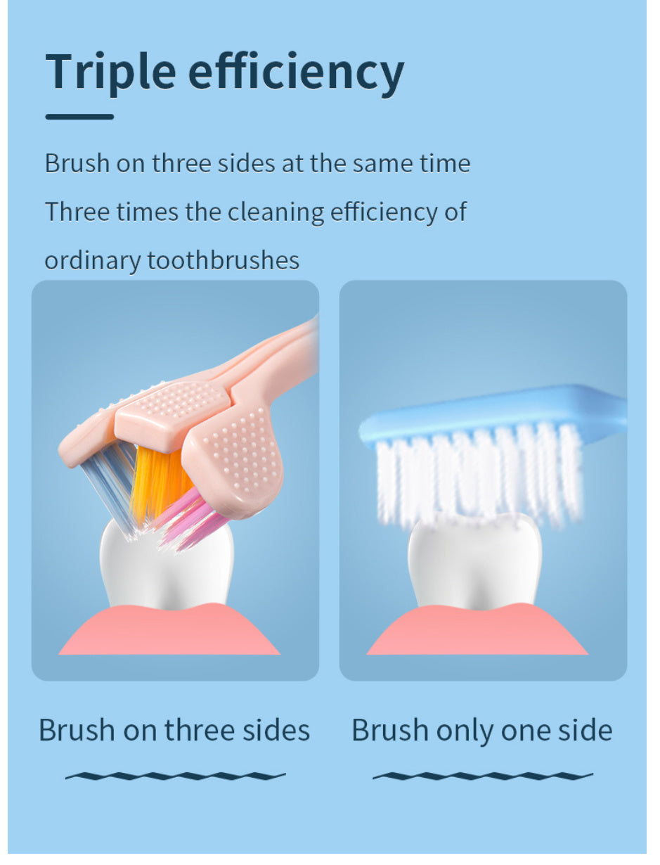 1pc Threesided Soft Bristle Toothbrush, Bristle Travel Toothbrush For Adult, Soft Bristle Toothbrush, Complete Teeth And Gum-Care Great Bristles Clean Each Tooth Soft And Gentle Toothbrush