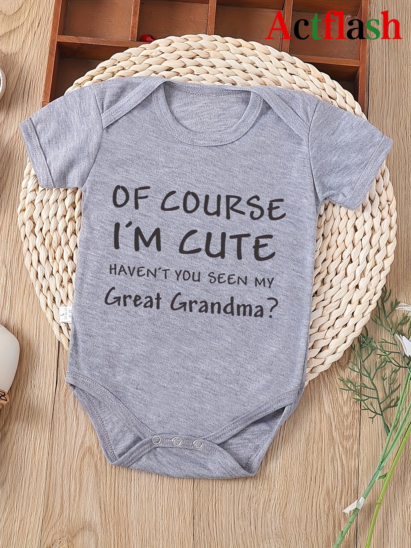 Of Course I'm Cute Haven't You Seen My Great Grandma? Letter Print Baby Vest