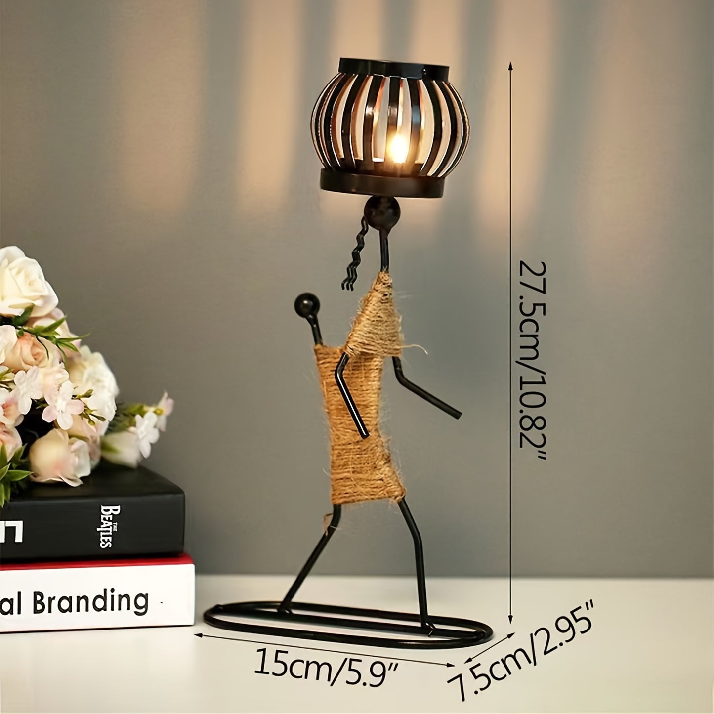 [1pc Lady Character Candle Holder] 1pc Metal Shaped Candle Holder With A Lady Character Design, Christmas Decoration, Christmas Candle Holder