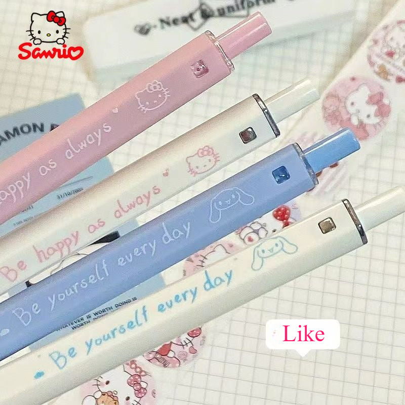 [Hello Kitty Pen] Sanrio Hello Kitty Cartoon Character Square Head Pen | Essential for Students, 0.5Mm Black Gel Pen, Smooth Writing, Quick-Drying, for Cinnamoroll Pressure-Sensitive Pen Refill