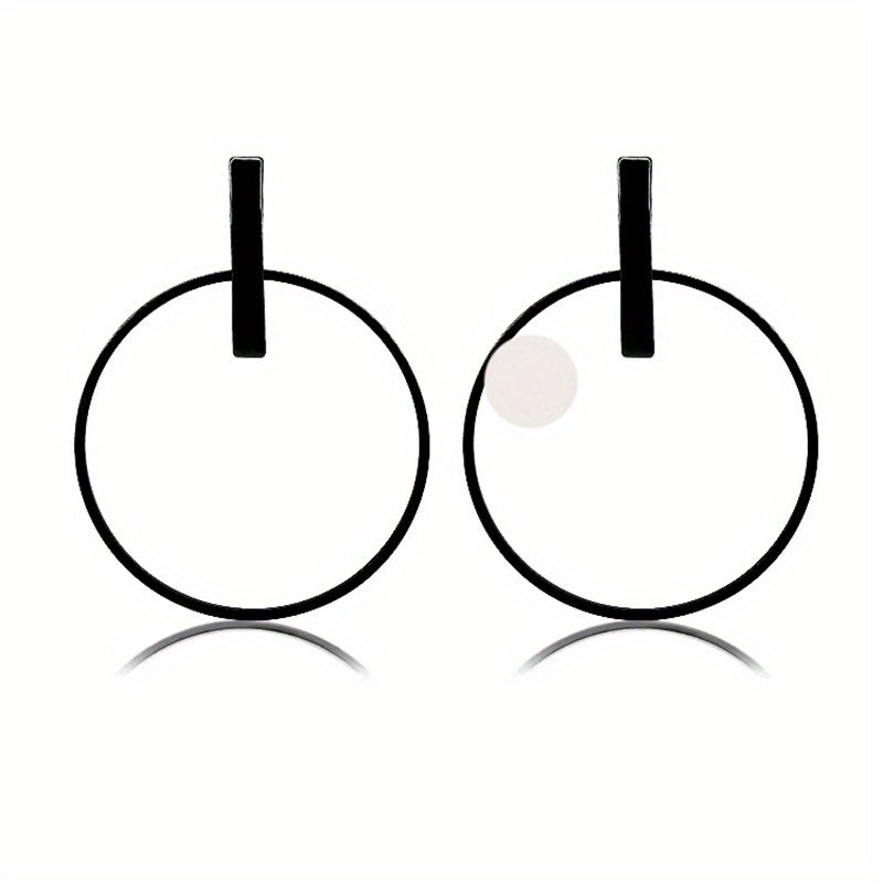Plated Geometric Circle Drop Earrings Simple Style Jewelry For Women