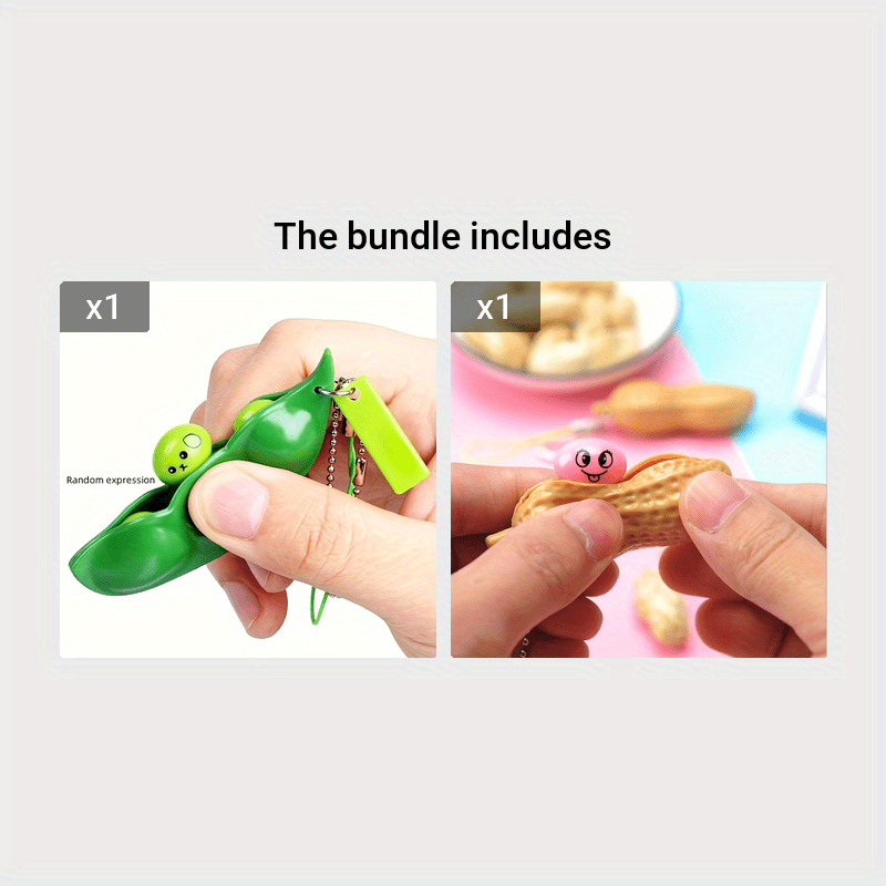 1pc Fidget Toy Anti Stress Peas Squeeze Decompression Toys Kawaii Funny Beans Keychain For Child Adult Halloween Christmas Gift