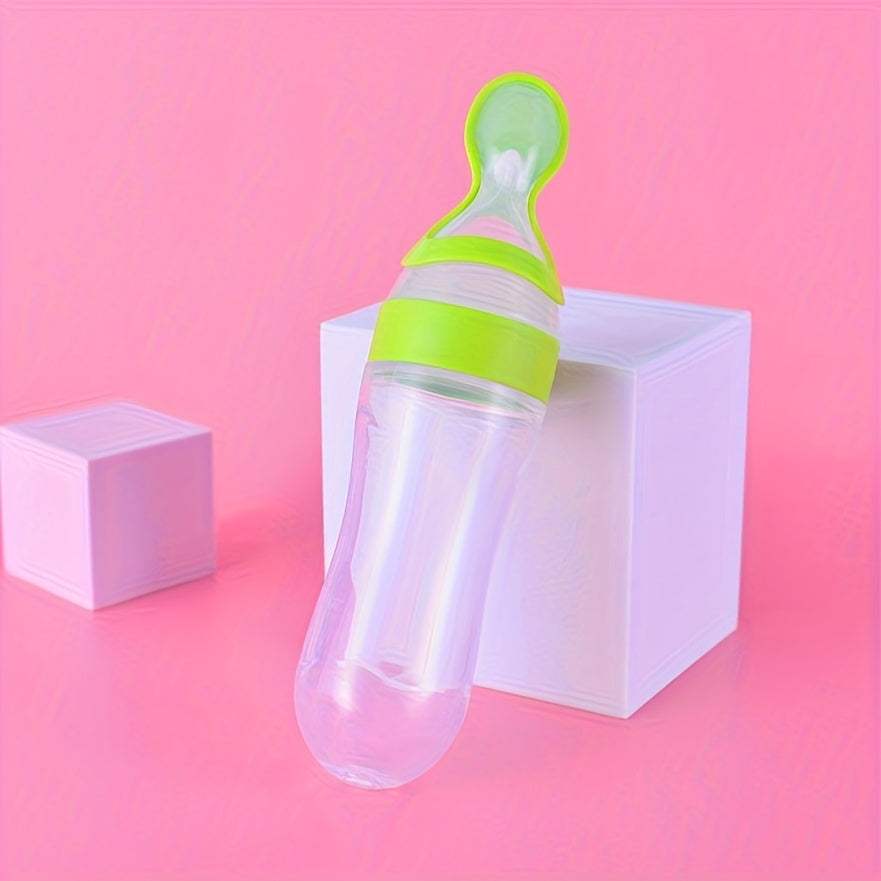 [Silicone Baby Feeder] Silicone Baby Food Feeder, Multifunctional Feeding Bottle with Spoon | Food Dispensing, Food Supplement, and Medicine Processor