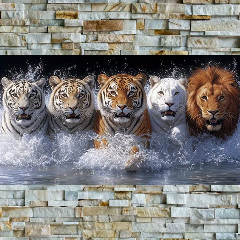 Big Cats 5D Diamond Art 40x70cm (Use name for frame colour)