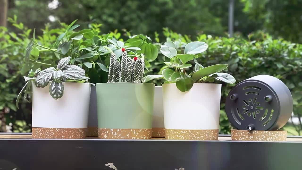 4pcs, 12.7 Cm Flower Pots, Indoor Plant Pots With Drainage Holes And Removable Base, Saucer Style Modern Decoration For Outdoor Garden Planters