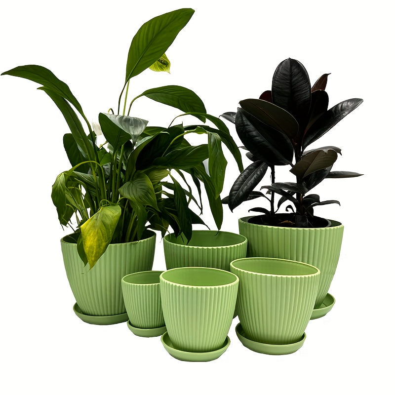 6 Packs, 19.05/16.76/14.73/12.7/10.92/8.89 Cm Flower Pots, Thick Sturdy Plastic Planters, Indoor/Outdoor 6 Sizes Plant Pots With Drainage Holes And Saucers (6 Sizes)