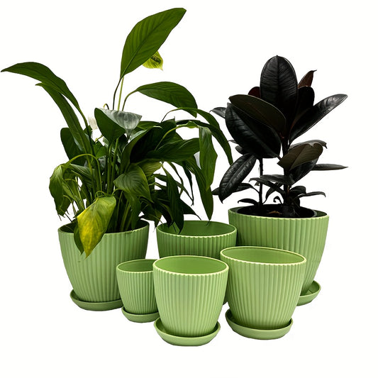 6 Packs, 19.05/16.76/14.73/12.7/10.92/8.89 Cm Flower Pots, Thick Sturdy Plastic Planters, Indoor/Outdoor 6 Sizes Plant Pots With Drainage Holes And Saucers (6 Sizes)
