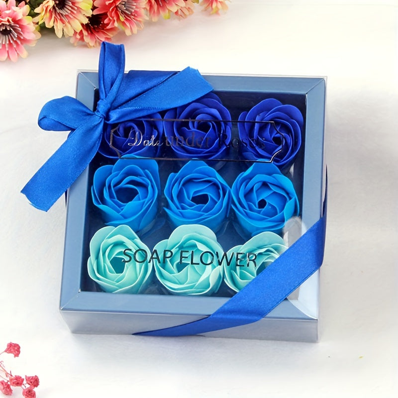 9pcs, Roses Soap Flower Gift Box Christmas Gift Mother's Day Valentine's Day Gift Box Wedding Housewarming Bridesmaid Gift Activity Small Gift