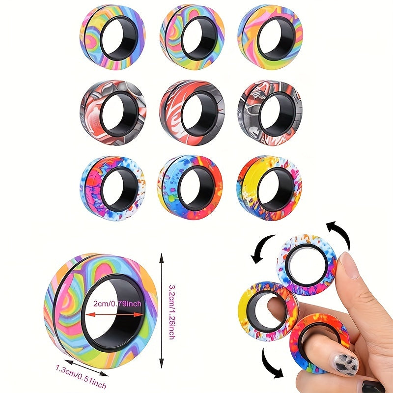 3pcs Magnetic Rings Toy Set, Adult Magnets Spinner Rings, Creative Toy