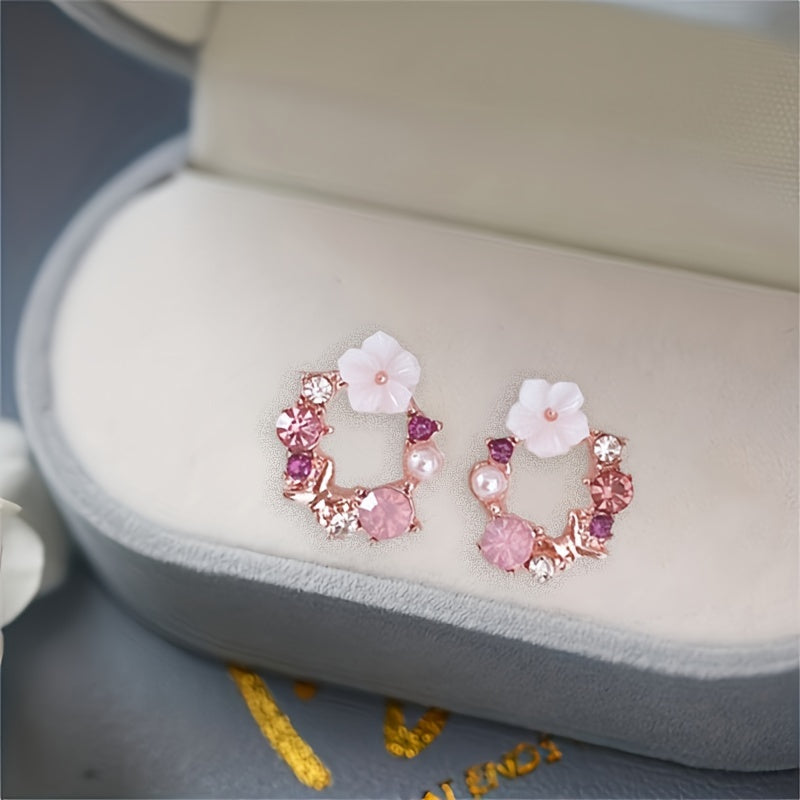 Elegant Faux Pearl & Flower Stud Earrings: Timeless, Allergy-Free, Chic for Every Occasion